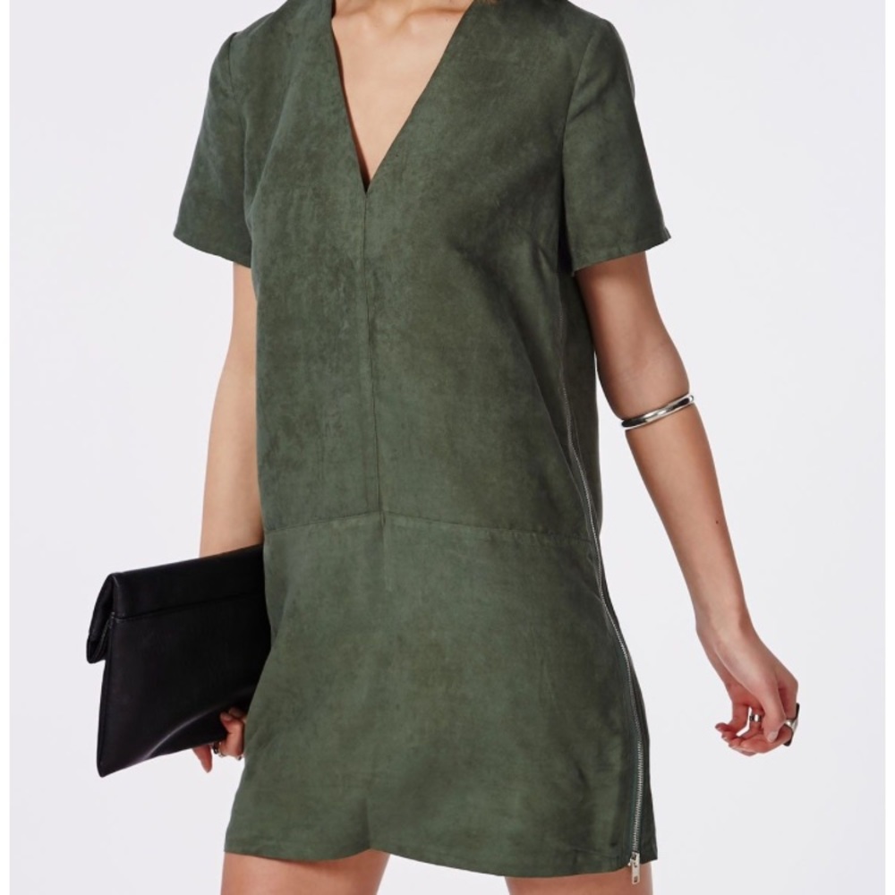 Missguided Faux Suede T-Shirt Mini Dress